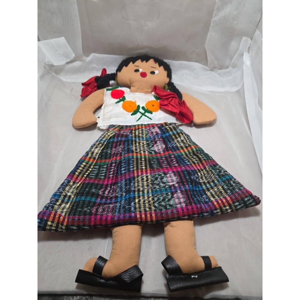 Vintage Handmade Guatemalan Wall Doll Hanging Letter Holder Latin Folk Art 20"